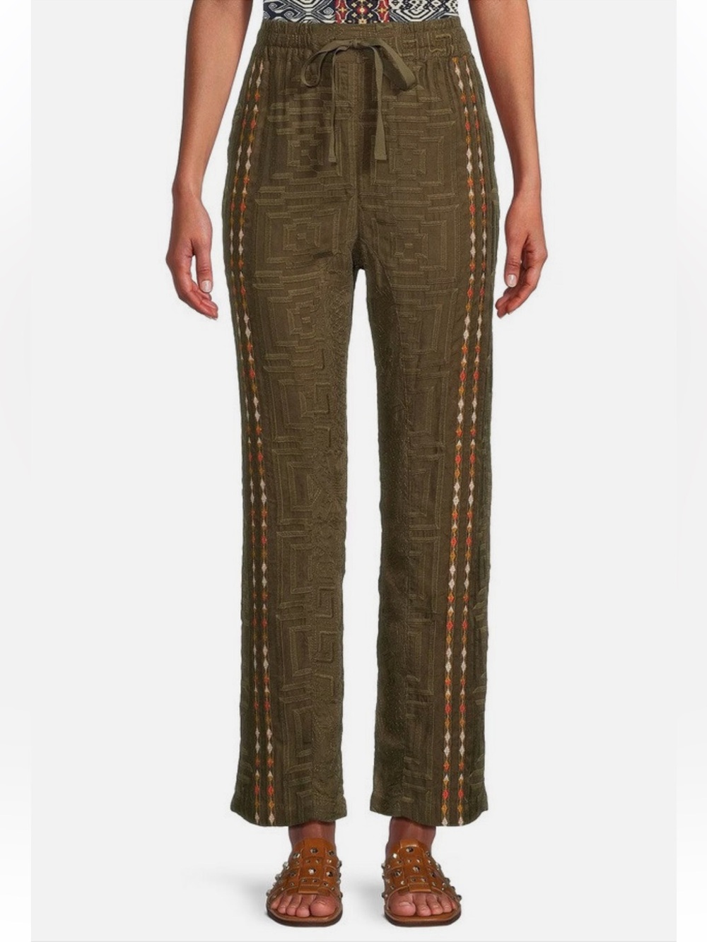 Johnny Was Pyramid Pants Geometric Straight Leg
